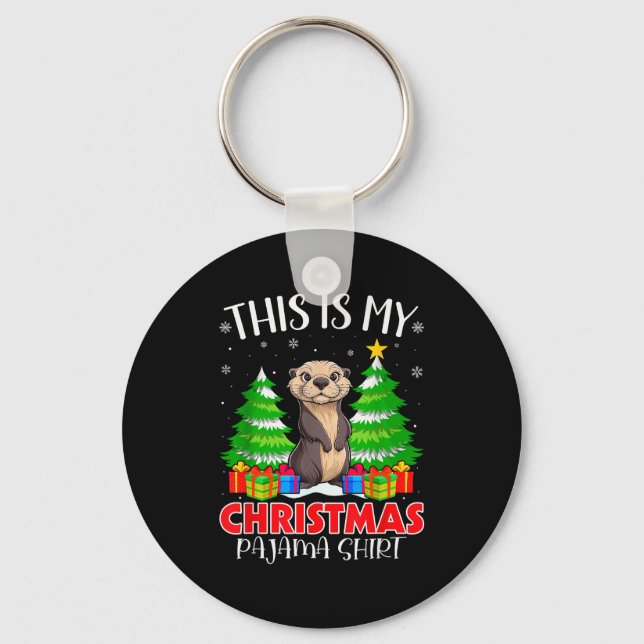 This Is My Christmas Pajama Shirt Sea Otter Xmas P Key Ring (Front)