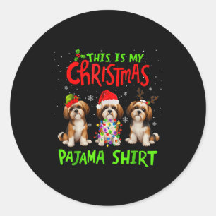 This Is My Christmas Pajama Shirt Shih Tzu Dog Fun Classic Round Sticker