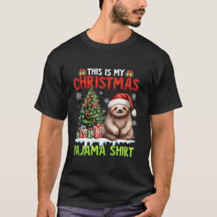 This is My Christmas Pajama Shirt Sloth Santa Hat