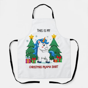 This is My Christmas Pajama Shirt Unicorn Xmas PJs Apron