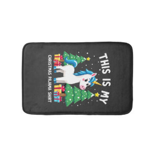 This is My Christmas Pajama Shirt Unicorn Xmas PJs Bath Mat