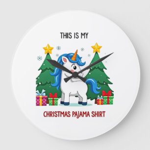 This is My Christmas Pajama Shirt Unicorn Xmas PJs Large Clock
