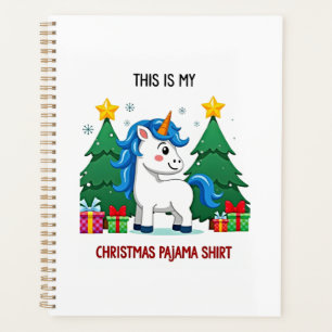 This is My Christmas Pajama Shirt Unicorn Xmas PJs Planner