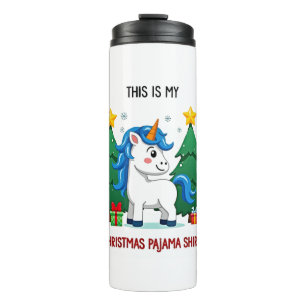 This is My Christmas Pajama Shirt Unicorn Xmas PJs Thermal Tumbler