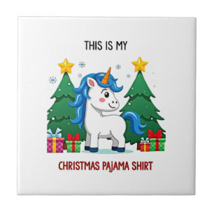 This is My Christmas Pajama Shirt Unicorn Xmas PJs Tile
