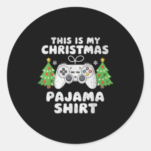 This Is My Christmas Pajama Shirt Video Game Boys  Classic Round Sticker