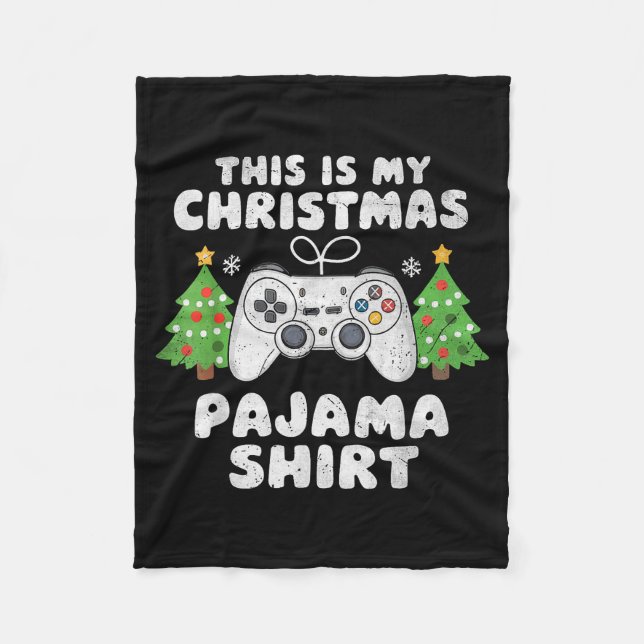 This Is My Christmas Pajama Shirt Video Game Boys  Fleece Blanket (Front)