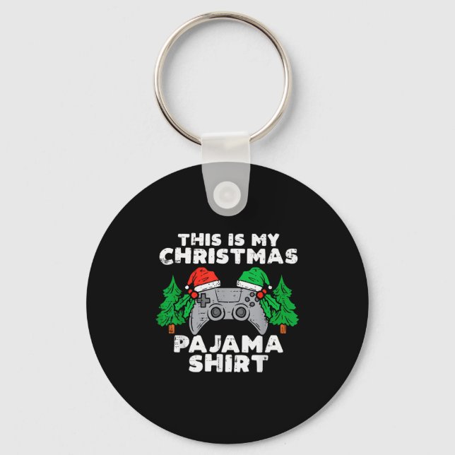 This Is My Christmas Pajama Shirt Video Games Boys Key Ring (Front)