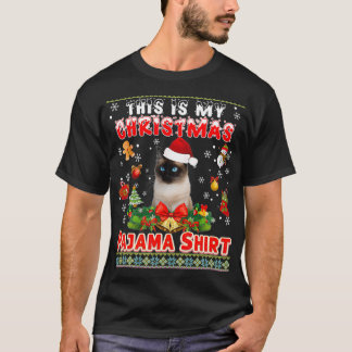This Is My Christmas Pajama  Siamese Cat Ugly Swea T-Shirt