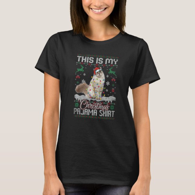 This Is My Christmas Pajama  Siberian Cat Xmas T-Shirt (Front)