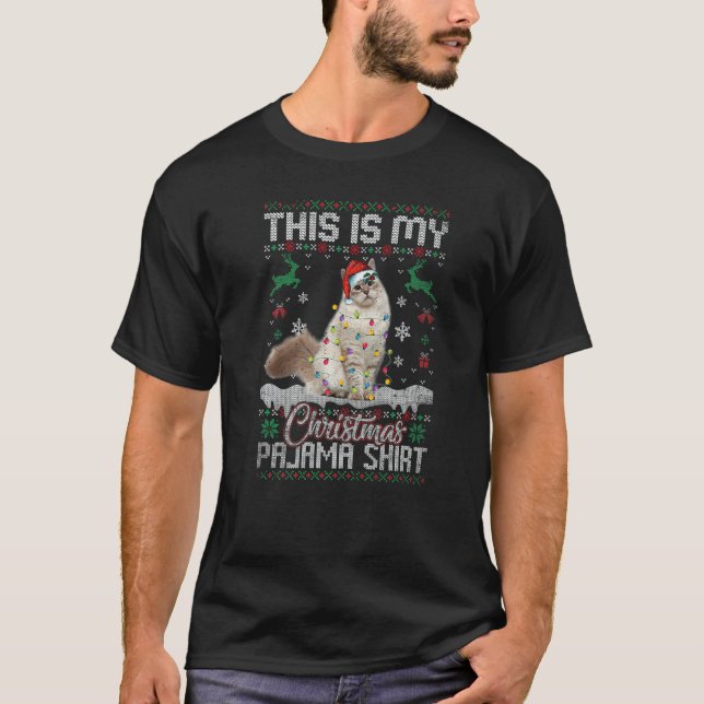 This Is My Christmas Pajama  Siberian Cat Xmas T-Shirt (Front)