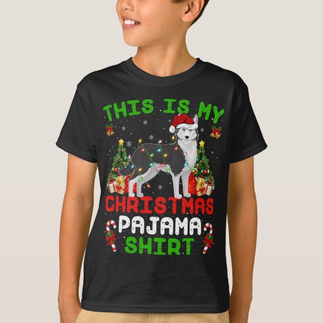 This Is My Christmas Pajama Siberian Husky Christm T-Shirt (Front)