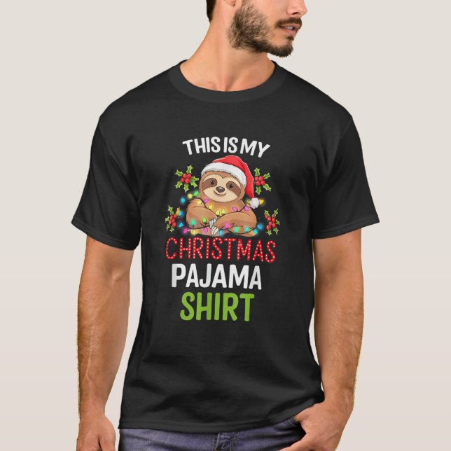 This Is My Christmas Pajama Sloth Funny Xmas Pajam T-Shirt (Front)
