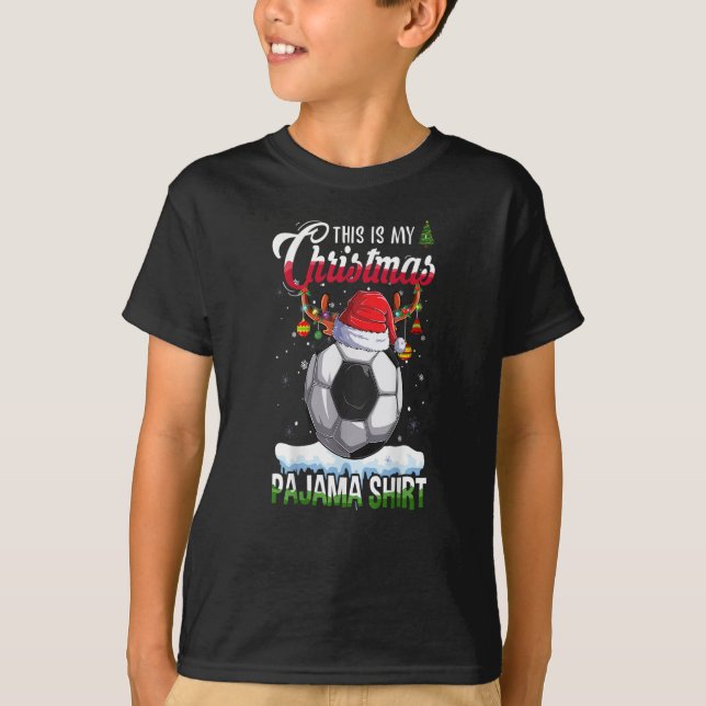 This is My Christmas Pajama Soccer Christmas Light T-Shirt (Front)