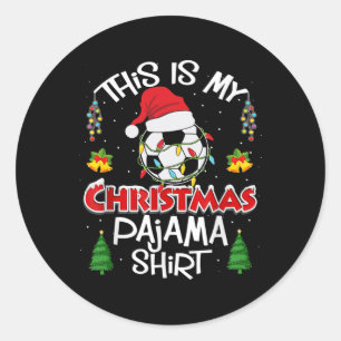 This Is My Christmas Pajama Soccer Player Christma Classic Round Sticker