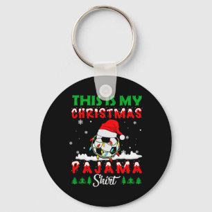 This Is My Christmas Pajama Soccer Santa Hat Xmas Key Ring