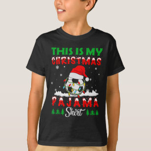 This Is My Christmas Pajama Soccer Santa Hat Xmas T-Shirt