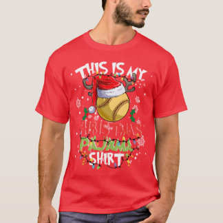 This Is My Christmas Pajama Softball Christmas fam T-Shirt