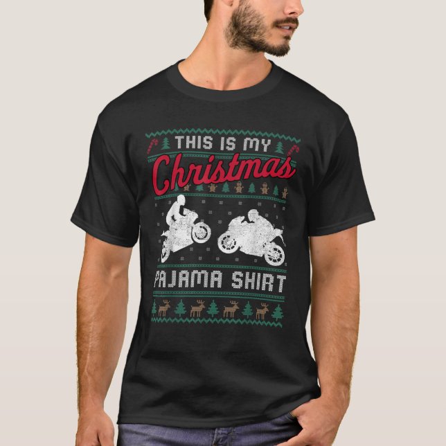 This Is My Christmas Pajama Sportbike Ugly Sweater (Front)