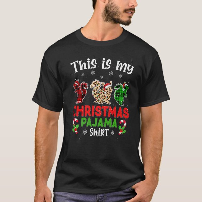 This Is My Christmas Pajama Squirrel Animals Leopa T-Shirt (Front)