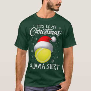 This Is My Christmas Pajama Tennis Santa Hat Snow T-Shirt