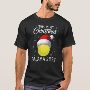This Is My Christmas Pajama Tennis Santa Hat Snow  T-Shirt