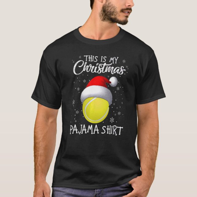 This Is My Christmas Pajama Tennis Santa Hat Snow  T-Shirt (Front)