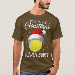 This Is My Christmas Pajama Tennis Santa Hat Snow T-Shirt
