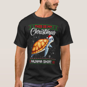 This Is My Christmas Pajama Turtle Santa Ugly Xmas T-Shirt