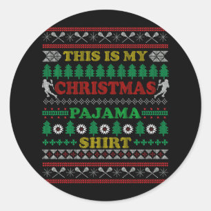 This Is My Christmas Pajama Ugly Sweater Lacrosse  Classic Round Sticker