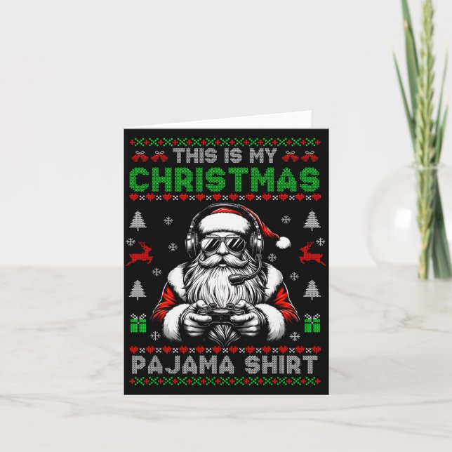 This Is My Christmas Pajama Video Game Gamer Boys  Card (Front)