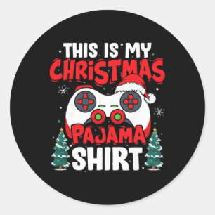 This Is My Christmas Pajama Video Game Gamer Boys Classic Round Sticker