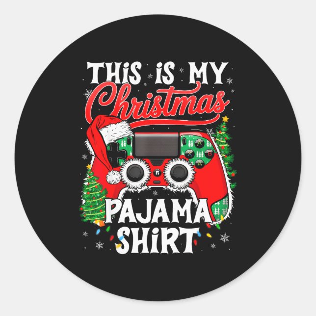 This Is My Christmas Pajama Video Game Gamer Boys  Classic Round Sticker (Front)