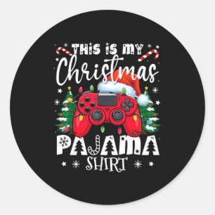 This Is My Christmas Pajama Video Game Gamer Boys Classic Round Sticker