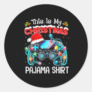 This Is My Christmas Pajama Video Game Gamer Boys  Classic Round Sticker