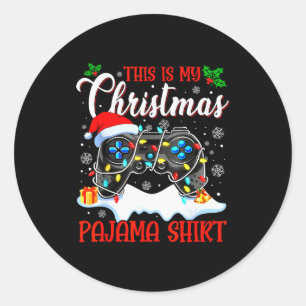 This Is My Christmas Pajama Video Game Gamer Boys  Classic Round Sticker