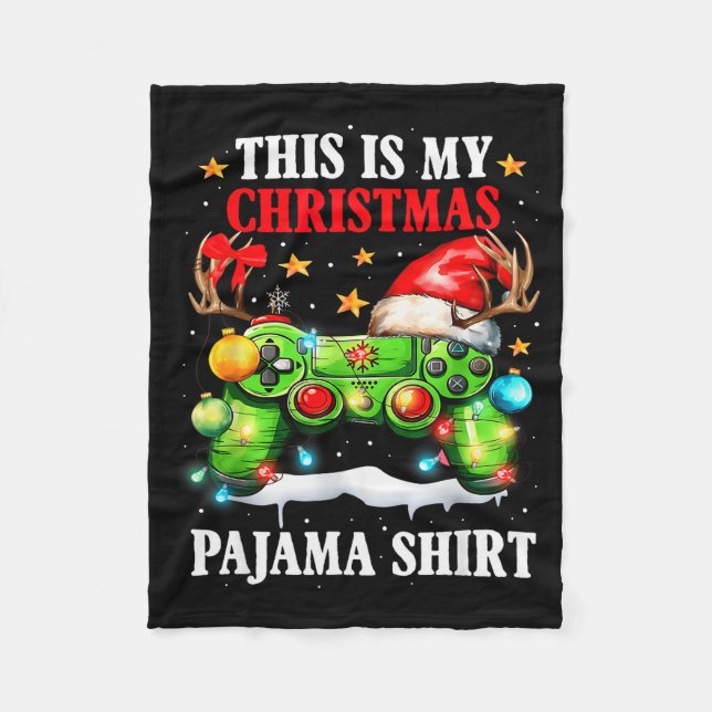 This Is My Christmas Pajama Video Game Gamer Boys  Fleece Blanket (Front)