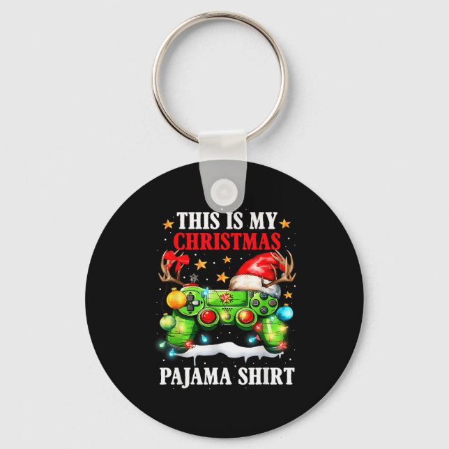 This Is My Christmas Pajama Video Game Gamer Boys  Key Ring (Front)