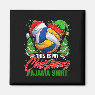 This Is My Christmas Pajama Volleyball Ball Santa Magnet