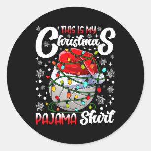 This Is My Christmas Pajama Volleyball Xmas Tree L Classic Round Sticker