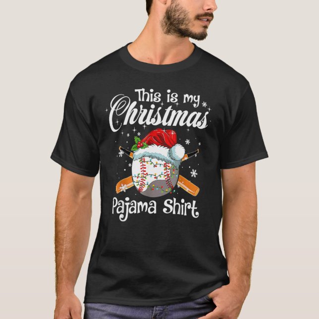 This Is My Christmas Pajama Xmas Baseball Family M T-Shirt (Front)