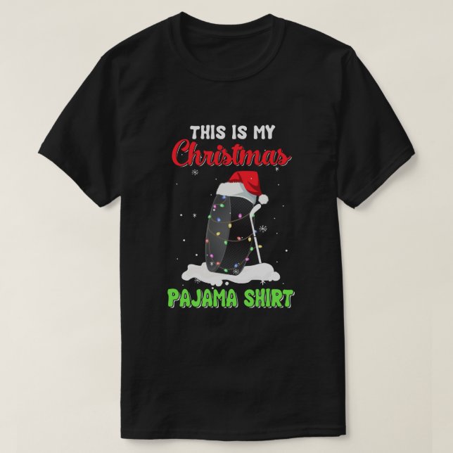 This Is My Christmas Pajama Xmas Hockey Santa T-Shirt (Design Front)