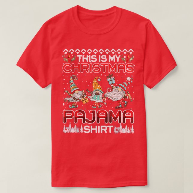 This Is My Christmas Pajama Xmas Lights Funny Holi T-Shirt (Design Front)