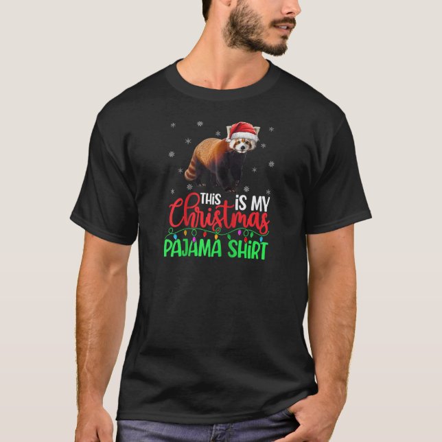 This Is My Christmas Pajama Xmas Lights Red Panda  T-Shirt (Front)