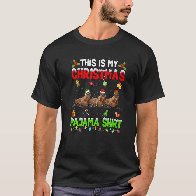 This Is My Christmas Pajama Xmas Sea lion Squad T-Shirt (Front)