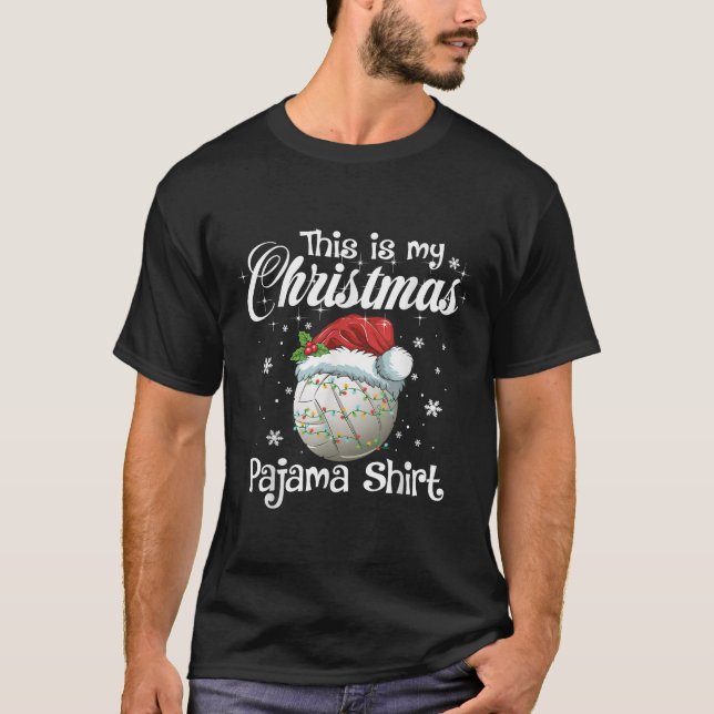 This Is My Christmas Pajama Xmas Volleyball Family T-Shirt (Front)