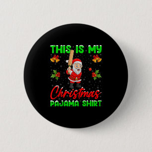 This Is My Christmas Pajamas Funny Santa Playing C 6 Cm Round Badge
