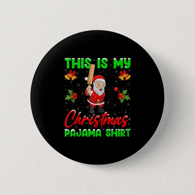 This Is My Christmas Pajamas Funny Santa Playing C 6 Cm Round Badge (Front)