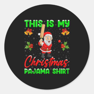 This Is My Christmas Pajamas Funny Santa Playing C Classic Round Sticker