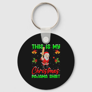 This Is My Christmas Pajamas Funny Santa Playing C Key Ring